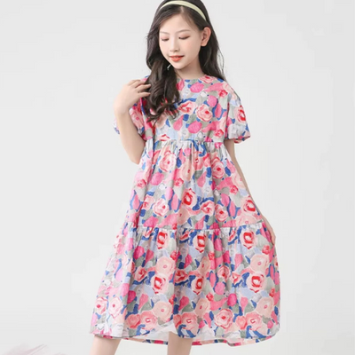 Rosy Elegance Midi Dress