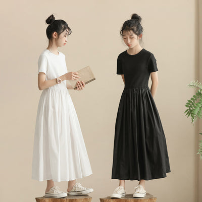 Angel Ribbed Knit Black/ White Dress