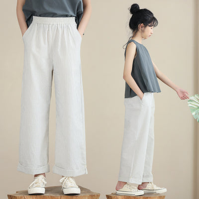  Flex-Fold Striped Pants/ Sleeveless Relaxed Tops
