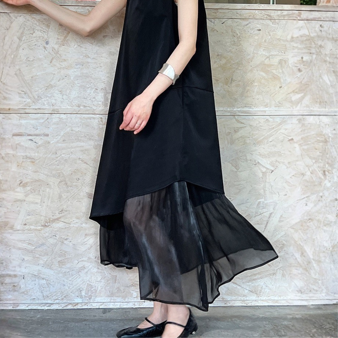 Minimalist Layered Sleeveless Dress with Chiffon Hem | Elegant Loose Maxi  Dress  Fashionistakids Store