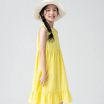 Ruffle Hem Sleeveless Dress in Yellow