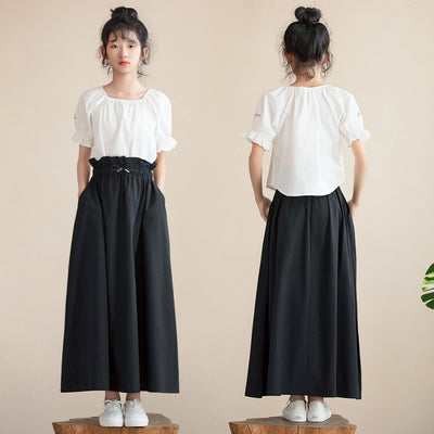 Square Elegance Blouse/ Classic Paperbag Waist Midi Skirt