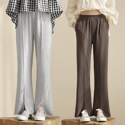 Ribbed Knit Lounge Slit Pants