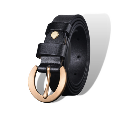 Sleek Black PU Leather Belt with Metal Buckle