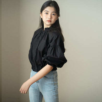 Ines Frill Neck Button Down Multi-way Top in Black