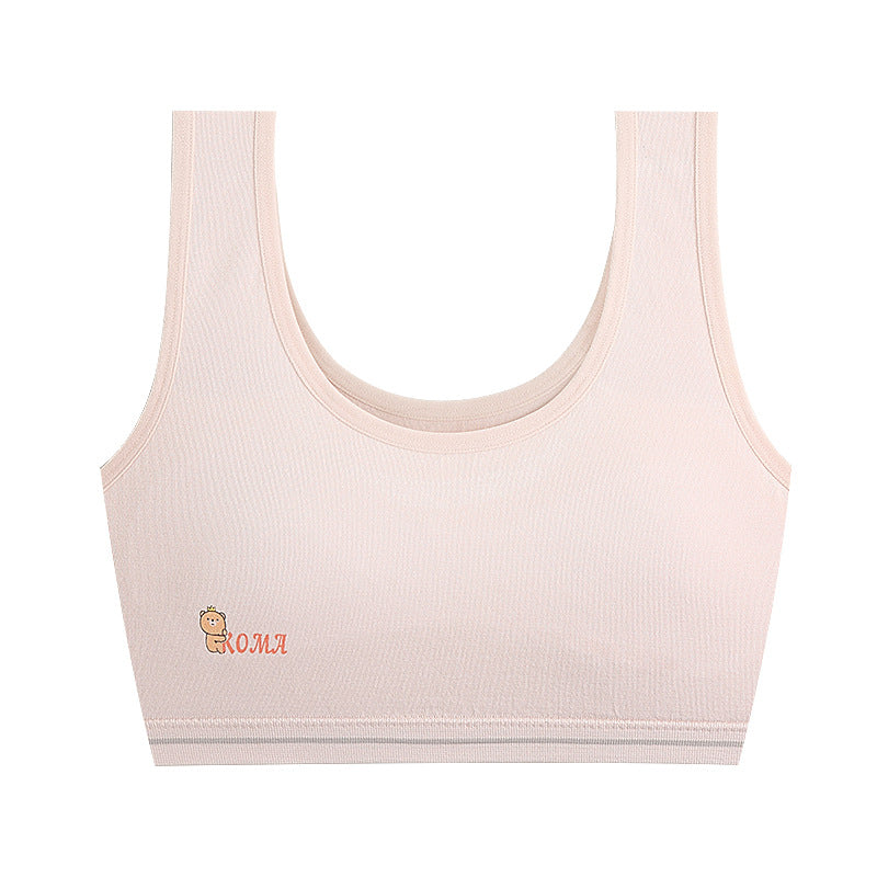 Kids Puberty Girls Sleeveless Round Neckline Solid Color Vest Top Casual  Padded Underwear Exercise Sport Yoga Gym
